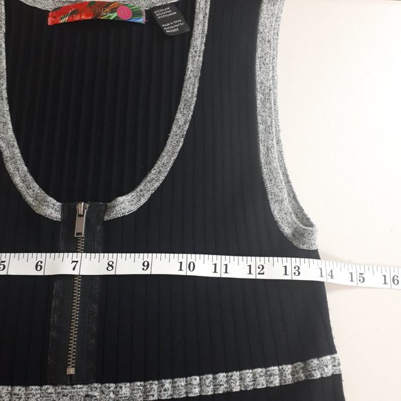 Desigual Black Grey Striped Knit Mini Dress - Picture 6 of 14
